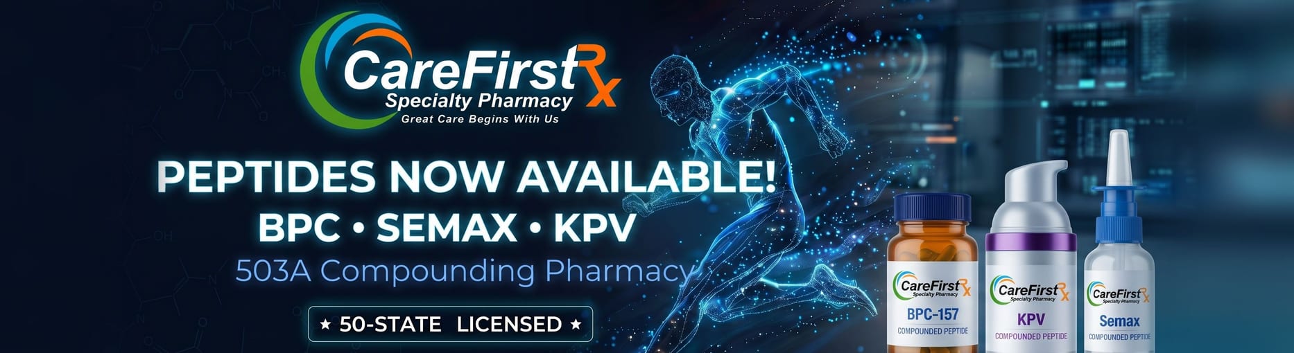 Peptides now available: BPC-157, Semax and KPV from CareFirst Specialty Pharmacy